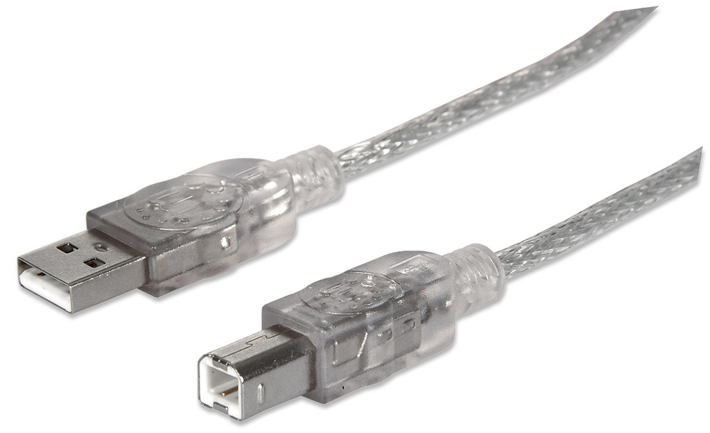 6ft Translucent Silver  A Male - B Male USB Cable