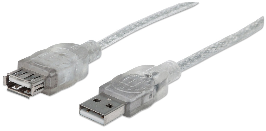 15ft Translucent Silver A Male - A Female USB Extension Cable