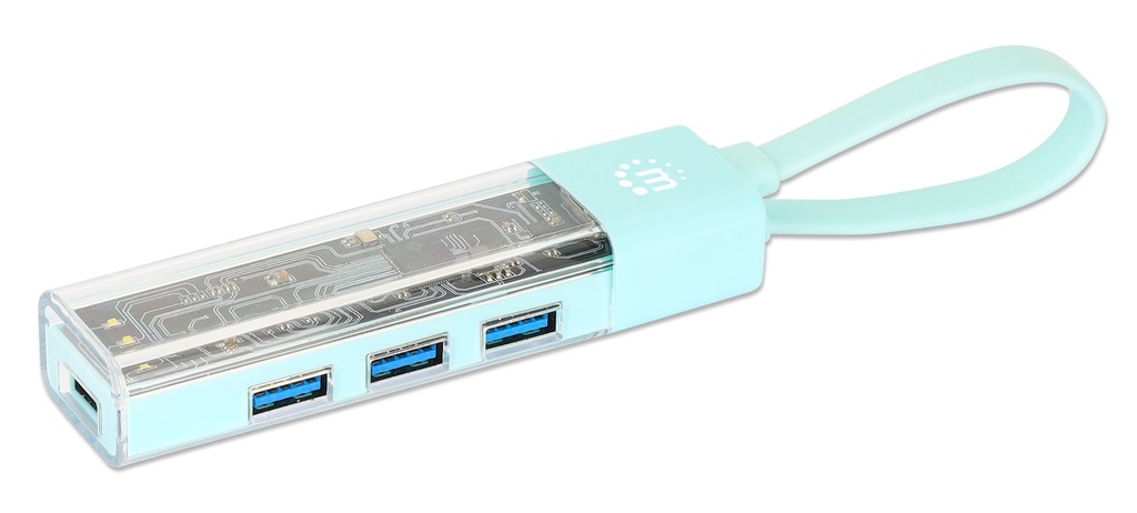 Transparent 4-Port USB 3.0 Type-C / Type-A Combo Hub