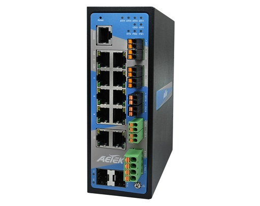 [643591] Industrial L2 Managed PRO 8-Port Gigabit PoE+ Switch with 12V/24VDC Output, Digital Input/Output, 12-48VDC Input